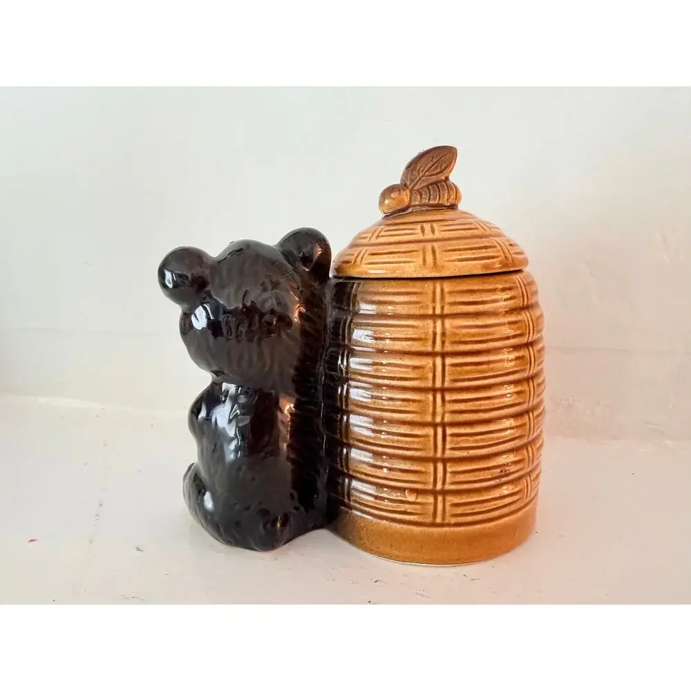 Armbee Bear Beehive Honey Pot Vintage Japan Ceramic Bees Kitschy Kitchen